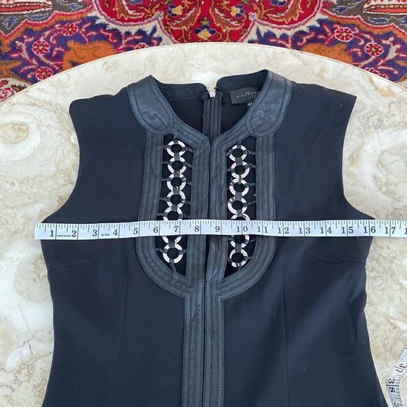 John Richmond Silk & Leather LBD Little Black Mini Dress - Picture 12 of 16